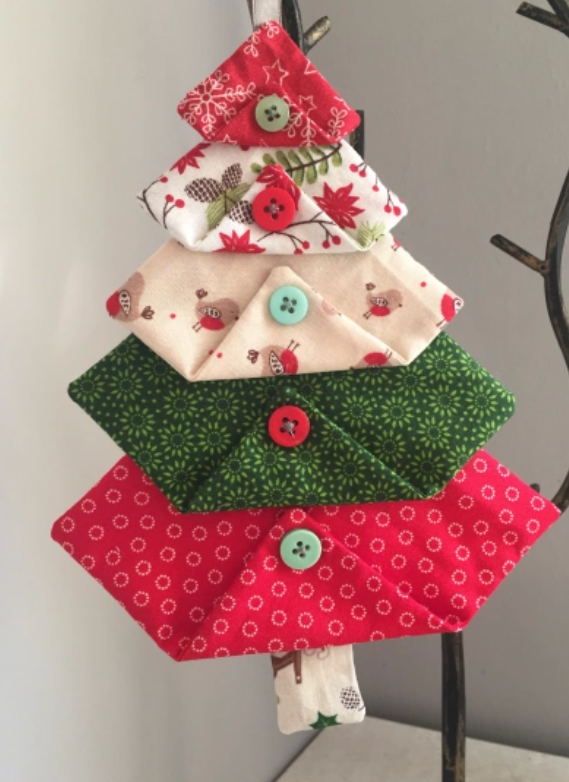 Folded Fabric Christmas Tree Decorations